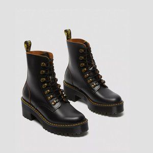 Dr. Martens Leona Women's Vintage Smooth Black Leather Heeled Boots